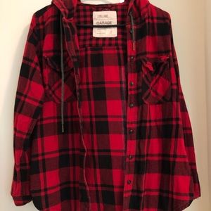 Red hooded plaid